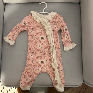 Floral Pink Ruffled Kids One Piece